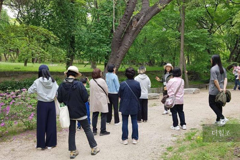 ‘역사와 함께하는 창경궁 나무이야기’ 프로그램에 참여한 관람객들 | 문화재청 궁능유적본부